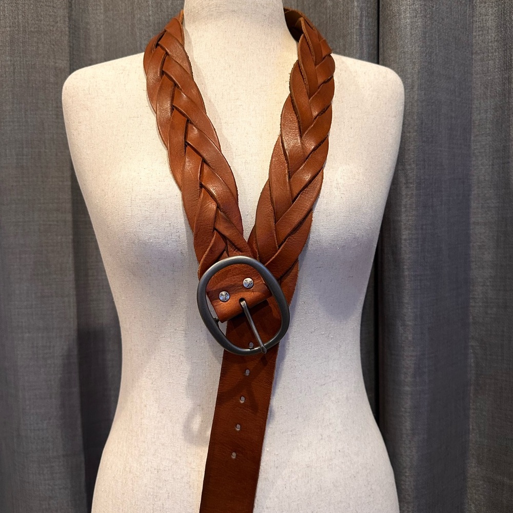 American Eagle Outfitters Braided Tan Leather Belt